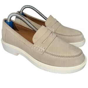 Geox Spherica Penny Loafers Light Grey Leather Comfort Shoes Women’s US 6 EU 36
